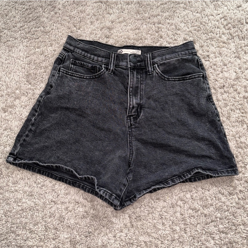 SO Black Jean Shorts Distressed Mid-Thigh